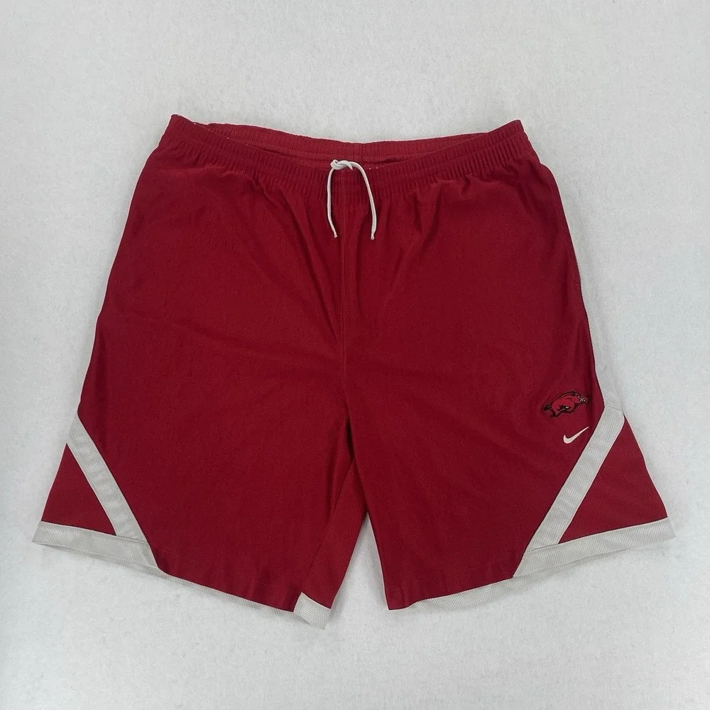 Vintage Nike Shorts Arkansas Razorbacks Mens M Red Satin Dazzle Retro Activewear